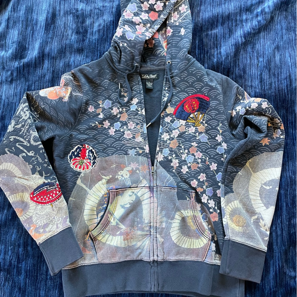 Vintage LUCKY Y2K Women’s Med Asian Hoodie Zip Geisha